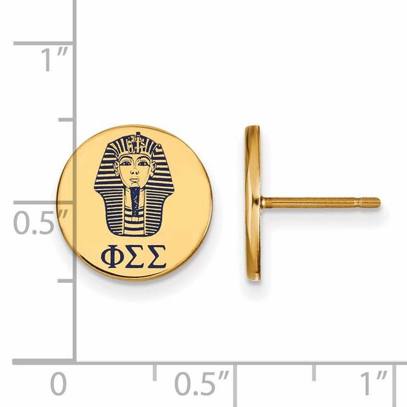 14K Plated Silver Phi Sigma Sigma Enamel Post Earrings - Picture 2 of 4